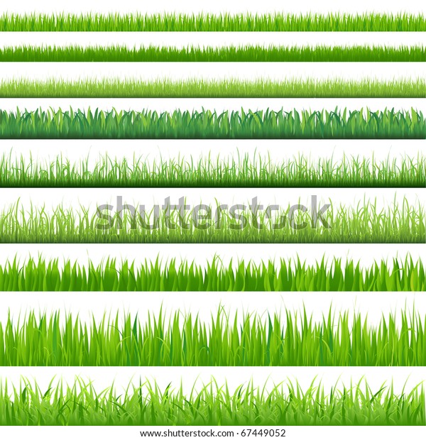 白い背景に緑の草の背景9 ベクターイラスト のベクター画像素材