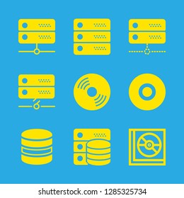 9 backup icons with compact disc and server in this set
