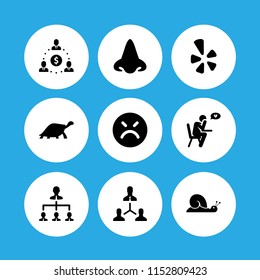 9 bad icons in vector set. boss, smell, slow and yelp illustration for web and graphic design