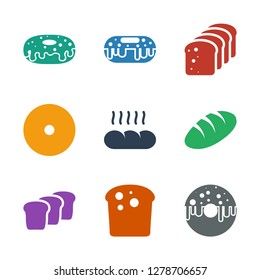 9 bake icons. Trendy bake icons white background. Included filled icons such as donut, bread. bake icon for web and mobile.