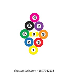 9 Ball billiards vector on background pool