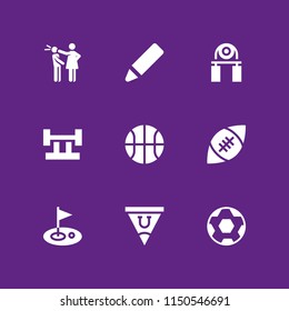 9 ball icons in vector set. basketball, golf, hit and soccer illustration for web and graphic design