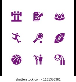 9 ball icons in vector set. pen, sports and competition, hit and ball of basketball illustration for web and graphic design