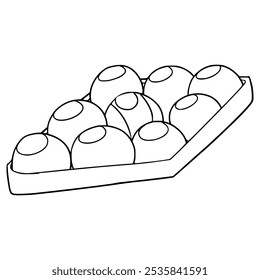 9 ball pool on rack illustration hand drawn outline vector