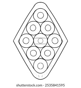 9 ball pool on rack illustration hand drawn outline vector