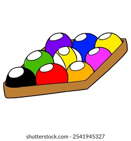 9 ball pool on rack illustration hand drawn isolated vector