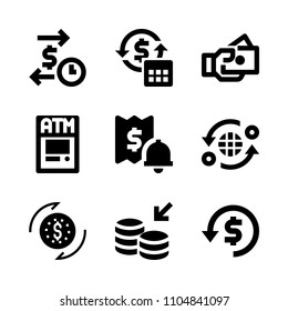 9 Banking icons vector set. electronic, computer, password and paid illustration for web.