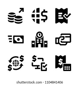 9 Banking icons vector set. save, computer, design and total illustration for web.