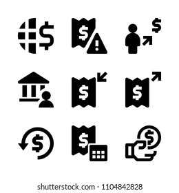 9 Banking icons vector set. stack, man, money and piggy illustration for web.