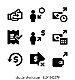 9 Banking icons vector set. bookkeeping, screen, euro and loan illustration for web.