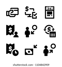 9 Banking icons vector set. credit, template, isolated and exchange illustration for web.