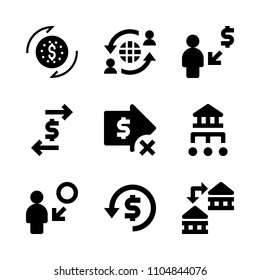 9 Banking icons vector set. information, hands, arrow and computer illustration for web.