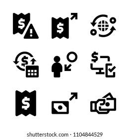 9 Banking icons vector set. earnings, phone, account and accounting illustration for web.