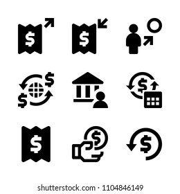 9 Banking icons vector set. wealth, coin, exchange and machine illustration for web.