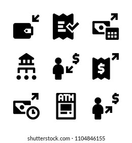 9 Banking icons vector set. leather, automated, rate and earnings illustration for web.