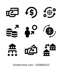 9 Banking icons vector set. waiter, information, display and loan illustration for web.