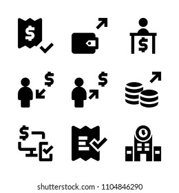 9 Banking icons vector set. total, financial, laptop and electronic illustration for web.