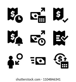 9 Banking icons vector set. hand, transport, store and bag illustration for web.
