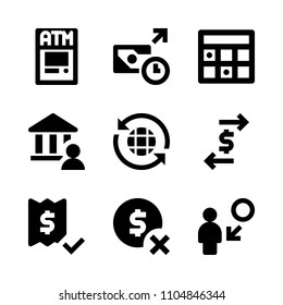 9 Banking icons vector set. sale, invoicing, computer and commerce illustration for web.