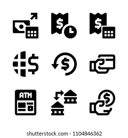 9 Banking icons vector set. men, buying, businessman and giving illustration for web.