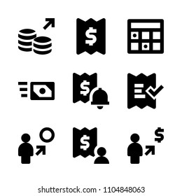 9 Banking icons vector set. dollar, virtual, paper and success illustration for web.