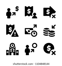 9 Banking icons vector set. concept, success, treasure and euro illustration for web.