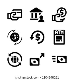 9 Banking icons vector set. password, display, human and giving illustration for web.