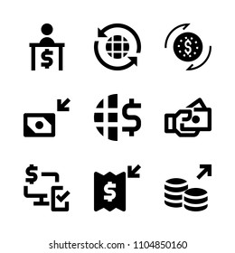9 Banking icons vector set. banking, corporate, quote and currency illustration for web.