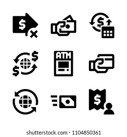9 Banking icons vector set. transaction, automated, selling and account illustration for web.