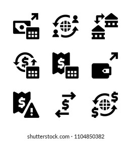9 Banking icons vector set. person, dollar, finance and invoicing illustration for web.