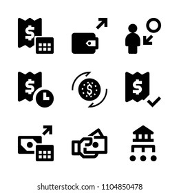9 Banking icons vector set. stock market, problem, quote and market illustration for web.