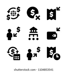 9 Banking icons vector set. window, transfer, data and coin illustration for web.