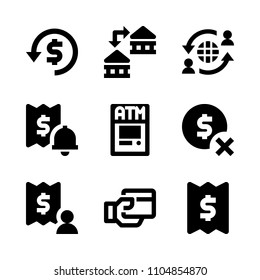9 Banking icons vector set. vector, isolated, holding and account illustration for web.