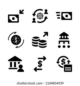 9 Banking icons vector set. accounting, file, income and cryptocurrency illustration for web.