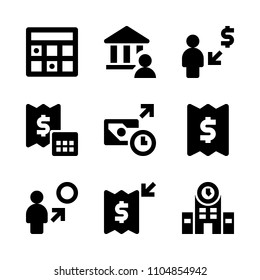 9 Banking icons vector set. agreement, invest, profit and virtual illustration for web.