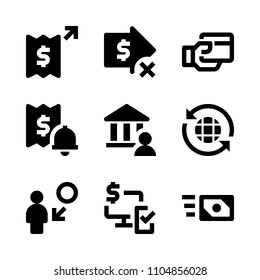 9 Banking icons vector set. template, sale, window and transport illustration for web.