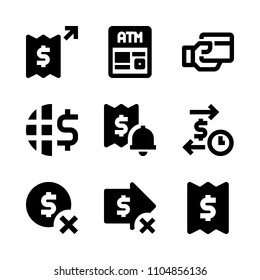 9 Banking icons vector set. symbol, waiter, card and digital illustration for web.