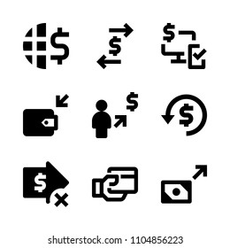 9 Banking icons vector set. cashier, men, checkout and debit illustration for web.