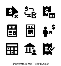 9 Banking icons vector set. table, buy, pin and piggy illustration for web.