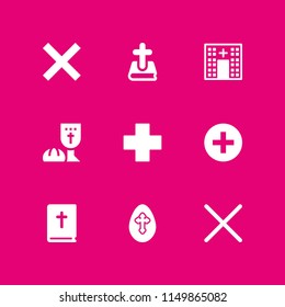 9 bible icons in vector set. holy, christ, catholic and last supper illustration for web and graphic design