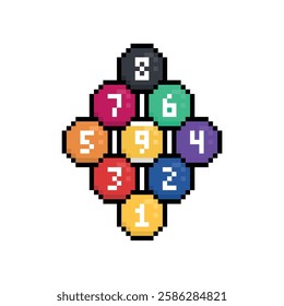 9 billiard balls pixel art