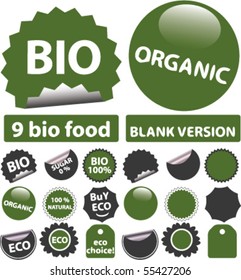 9 bio & eco stickers. vector