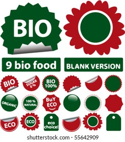 9 bio & eco stickers. vector