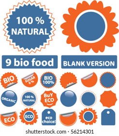 9 bio & eco stickers. vector