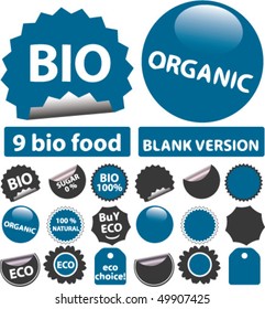 9 stickers biológicos y orgánicos. vector