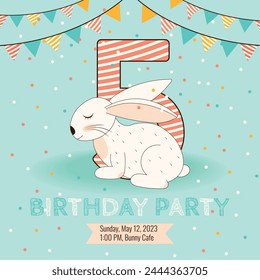 9 Birthday party invitation with cute baby bunny