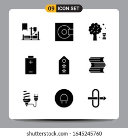 9 Black Icon Pack Glyph Symbols Signs for Responsive designs on white background. 9 Icons Set.