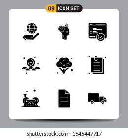 9 Símbolos de glifos Black Icon Pack Firmas para diseños de fondo blanco. Juego De 9 Iconos.