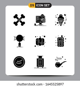 9 Símbolos de glifos Black Icon Pack Firmas para diseños de fondo blanco. Juego De 9 Iconos.