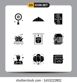 9 Símbolos de glifos Black Icon Pack Firmas para diseños de fondo blanco. Juego De 9 Iconos.